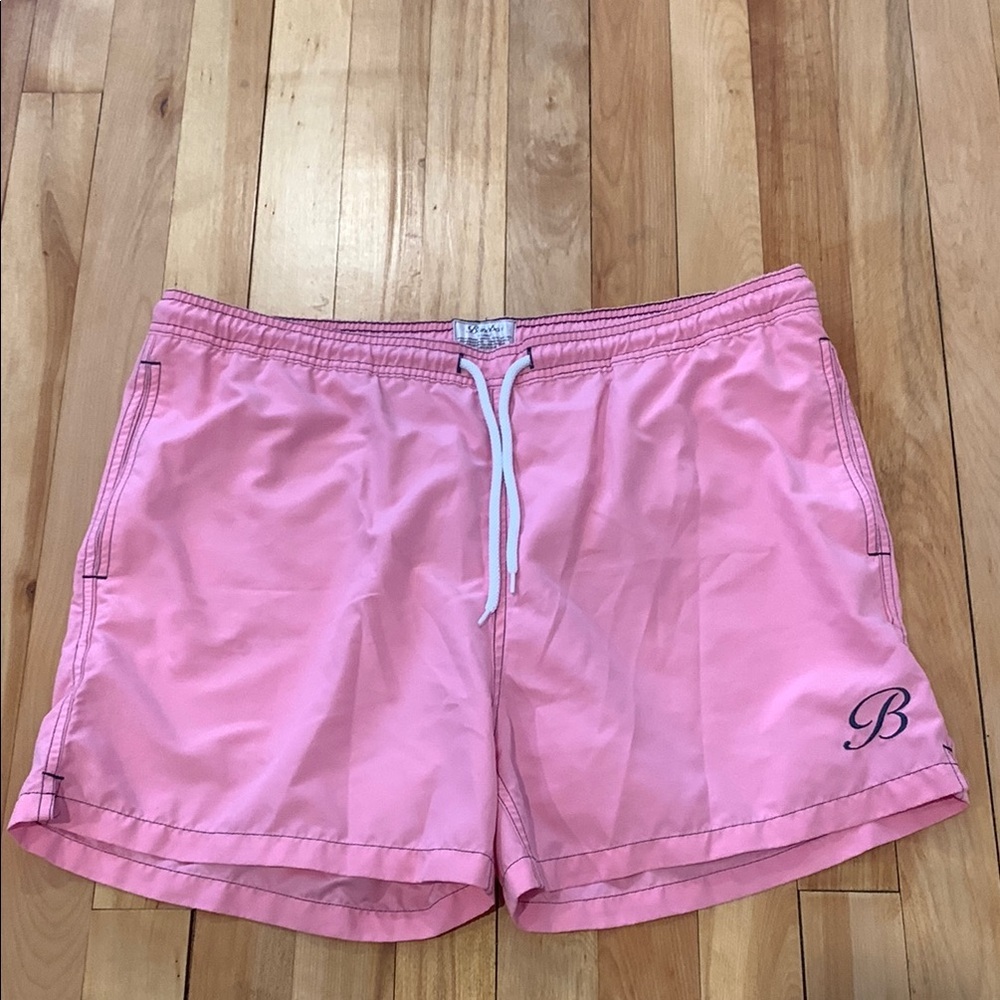BONOBOS Men’s Swim Shorts - Pink with Blue Trim - Two Front Pockets - Size XL